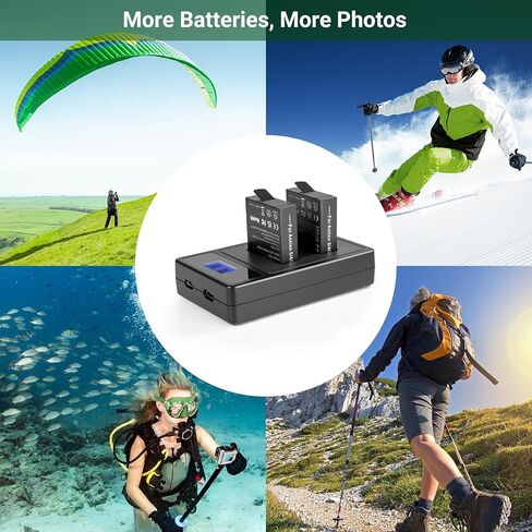 Osmo Action 5 Pro/4/3 Charger Charger Kit 2-Pack 2100mAh Battery و 2-channel Fast Charger Hub (Action 5) in Kuwait