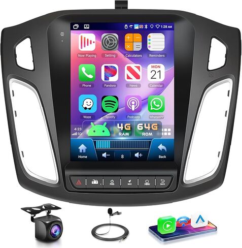 Vertical Android Car Stereo Radio for 2012 2013 2014 2015 2016 2017 2018 Ford Focus, Podofo Vertical HD IPS Touch Screen Bluetooth Radio with Mirror Link GPS Navigation Wifi FM Radio Backup Camera Mic in Saudi Arabia
