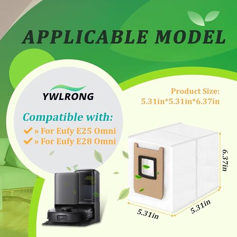 8 قطع لأكياس الغبار Eufy E25 Omni/E28 Omni البديلة المتوافقة مع أكياس المكنسة الكهربائية الروبوتية E25 Omni/E28 Omni (سعة كبيرة 3.L) in Kuwait