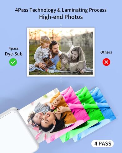 طابعة صور لاسلكية ZJX 3x3 للهواتف الذكية، طابعة صور محمولة مع اتصال بلوتوث، 4 تمريرات، بدون حبر، بحجم الجيب، 3x3 بوصة in Kuwait