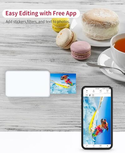 طابعة صور لاسلكية ZJX 3x3 للهواتف الذكية، طابعة صور محمولة مع اتصال بلوتوث، 4 تمريرات، بدون حبر، بحجم الجيب، 3x3 بوصة in Kuwait