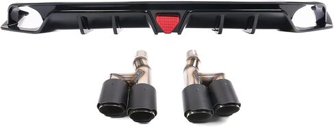 IKON MOTORSPORTS, Rear Diffuser Compatible with 2022-2024 Honda Civic 11th Gen EX/Touring/Si Trims, IKON Style Carbon Fiber Print PP Rear Bumper Diffuser Lip Added on Bodykit Replacement in Saudi Arabia