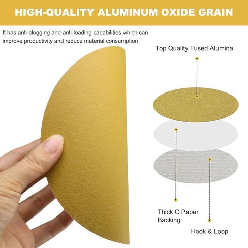 100 PCS 6 Inch No-Hole Sanding Discs Assorted- 80, 180, 220, 320 400 Grit Hook and Loop Sandpaper - 6" Da Sandpaper Finishing Discs for Woodworking or Automotive in Saudi Arabia