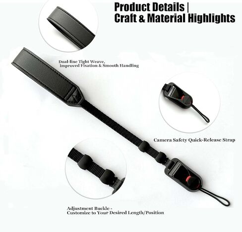 YUJA Quick-Release Wrist Strap for Camera, Secure Anti-Drop Leather Hand Grip Compatible with Sony, Canon, Fujifilm, GoPro in Saudi Arabia