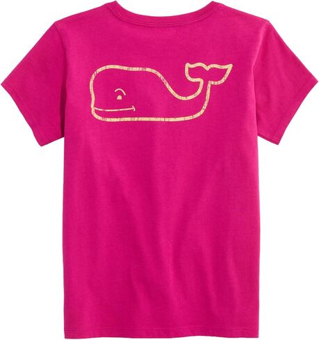 تيشيرت جيب بأكمام قصيرة على شكل حوت عتيق للفتيات من Vineyard Vines، قبعة بيضاء in Kuwait