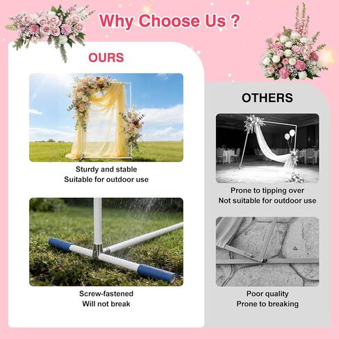 Wedding Arch Backdrop Stand,7x5 FT Metal Arch Backdrop Stand for Ceremony Square Stainless Steel Arched Frame Decoration for Wedding,Birthday,Party,Anniversary,Baby Shower,Garden Decorations in Saudi Arabia