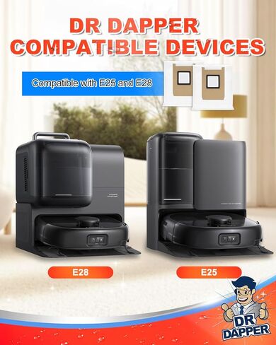 8 أكياس غبار من DR DAPPER، متوافقة مع مكنسة Eufy E28 Omni/E25 Omni Robot Vacuum، سعة كبيرة 3 لتر، تصميم مقاوم للخدمة الشاقة E28Omni /E25 Omni أكياس مكنسة كهربائية in Kuwait