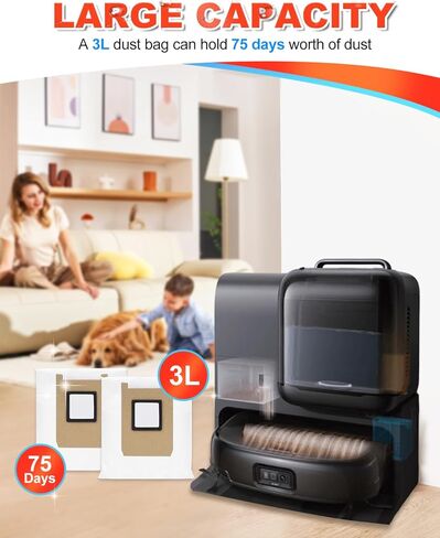 8 أكياس غبار من DR DAPPER، متوافقة مع مكنسة Eufy E28 Omni/E25 Omni Robot Vacuum، سعة كبيرة 3 لتر، تصميم مقاوم للخدمة الشاقة E28Omni /E25 Omni أكياس مكنسة كهربائية in Kuwait
