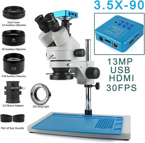 كاميرا مجهرية بدقة 55/48/24 ميجابكسل بدقة 4K - عدسة ثلاثية العينيات متزامنة 3.5 × 180x (D15x1.5mm) in Kuwait