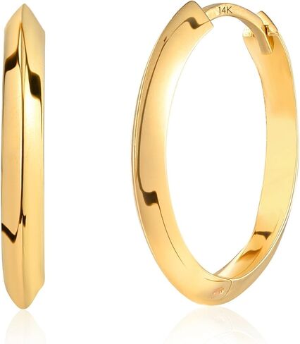 Solid 14K Yellow Gold Hoops Earrings for Women| Hypoallergenic Real Gold Earrings for Women | Anti Tarnish Solid Gold Earrings by MAX + STONE in Saudi Arabia