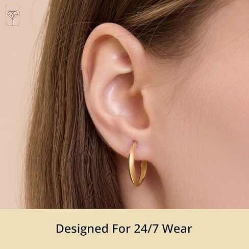 Solid 14K Yellow Gold Hoops Earrings for Women| Hypoallergenic Real Gold Earrings for Women | Anti Tarnish Solid Gold Earrings by MAX + STONE in Saudi Arabia
