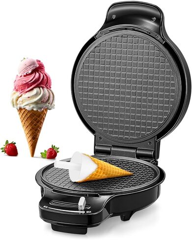 Fohere Waffle Cone Maker Machine و Mick Ice Cream Bowl مع تحكم بني ، صانع وعاء وافل مزدوج غير لاصق مع أسطوانة مخروطية ، 7.5 بوصة صانع وافل رفيع للمطبخ المنزلي in Saudi Arabia