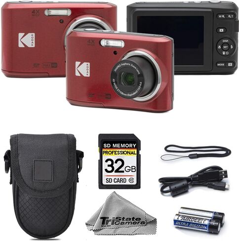 كاميرا رقمية Kodak PIXPRO FZ45، كاميرا مدمجة بدقة 16 ميجابكسل، تكبير بصري 4X، عدسة زاوية واسعة 27 مم، فيديو عالي الدقة 1080 بكسل، أبيض + حافظة كاميرا وبطاقة SD سعة 32 جيجابايت in Kuwait