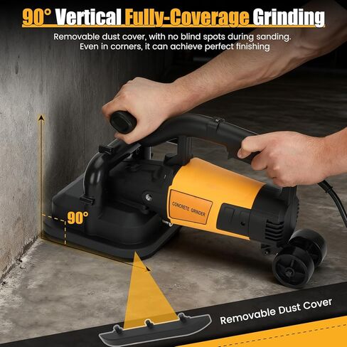 4-Head Concrete Floor Grinder Set, 3800W Concrete Grinder with 6-Speed Control, 6000 RPM Ergonomic Handle & Dust Collection Cover - Ideal for Grinding Concrete, Cement, Marble Floors & Surfaces in Kuwait