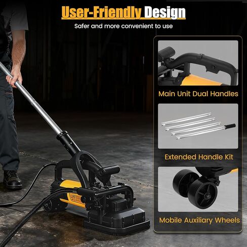 4-Head Concrete Floor Grinder Set, 3800W Concrete Grinder with 6-Speed Control, 6000 RPM Ergonomic Handle & Dust Collection Cover - Ideal for Grinding Concrete, Cement, Marble Floors & Surfaces in Kuwait