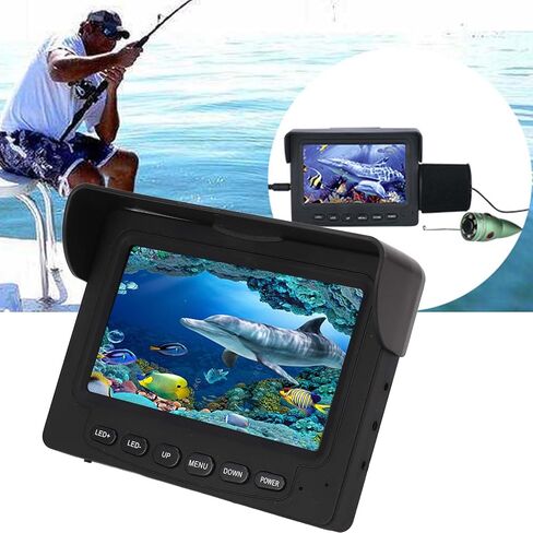 كاميرا LCD مقاس 4.3 بوصة تحت الماء بزاوية واسعة 165 درجة، مكتشف أسماك رقمي مقاوم للماء - إضاءة LED عالية السطوع، كابل متين، مثالي لصيد الأسماك البحرية والاستكشاف تحت الماء in Kuwait