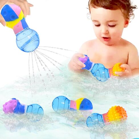 Squishy Bath Toys for Toddlers 1-3 - Sensory Squeezing Water Bathtub Toys for Babies | Bath Tub & Pool Floating Toys for Kids | Textured Sensory Bath Toys Gifts for Baby Boys & Girls | 3Pack in Kuwait