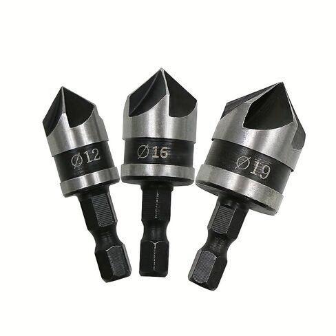 3 قطع سداسية عرقوب HSS غاطسة Deburring مثقاب مجموعة أداة، خمسة الناي 90 درجة أداة الشطب لأعمال النجارة وحفر المعادن in Saudi Arabia
