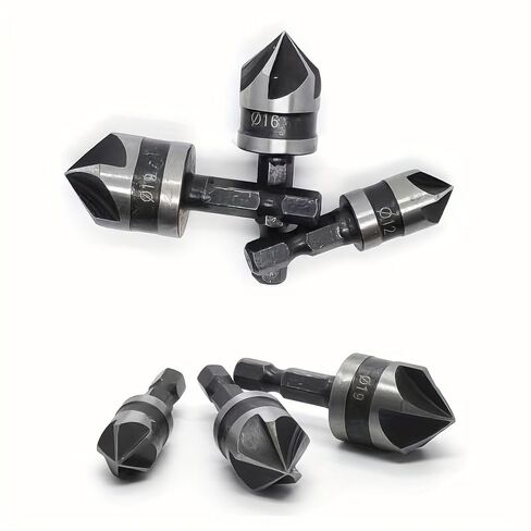 3 قطع سداسية عرقوب HSS غاطسة Deburring مثقاب مجموعة أداة، خمسة الناي 90 درجة أداة الشطب لأعمال النجارة وحفر المعادن in Saudi Arabia