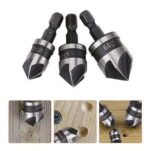 3 قطع سداسية عرقوب HSS غاطسة Deburring مثقاب مجموعة أداة، خمسة الناي 90 درجة أداة الشطب لأعمال النجارة وحفر المعادن in Saudi Arabia