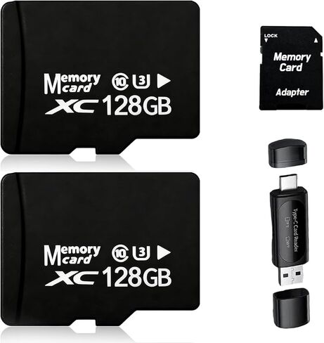 عبوتان من بطاقات الذاكرة MicroSDXC بسعة 128 جيجابايت مع محول SD وقارئ USB، وسرعة قياسية U3 V30، وبطاقات TF عالية التحمل لكاميرا Dash Cam وكاميرا الأمان، وجاهزة بدقة 4K in Kuwait