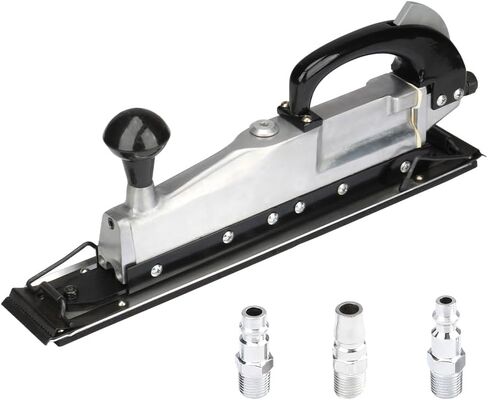Hoteche 1/4" Air Sander, 2500RPM Pneumatic Sander with 64x407mm Sanding Pad, Polished Aluminum Body, Black, Color Box Packaging in Saudi Arabia