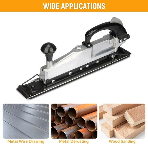 Hoteche 1/4" Air Sander, 2500RPM Pneumatic Sander with 64x407mm Sanding Pad, Polished Aluminum Body, Black, Color Box Packaging in Saudi Arabia