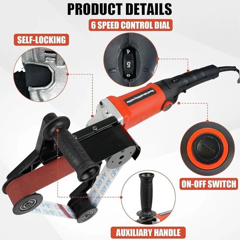 Pipe Tube Polisher Sander, 6-Speed Tube Polisher, 110V 800W Pipe Belt Sander with 50 Pcs Sanding Belts, for Finishing, Polishing, Rust Removal in Saudi Arabia