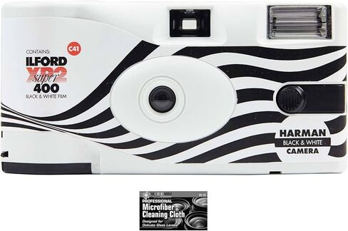 XP2 35mm ISO-400 B&W One-Time Single-Use Disposable Camera with Flash - 27 Exposures with Microfiber Cleaning Cloth in Saudi Arabia