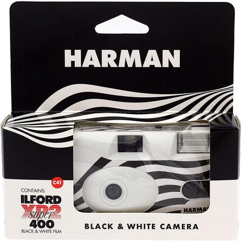 XP2 35mm ISO-400 B&W One-Time Single-Use Disposable Camera with Flash - 27 Exposures with Microfiber Cleaning Cloth in Saudi Arabia