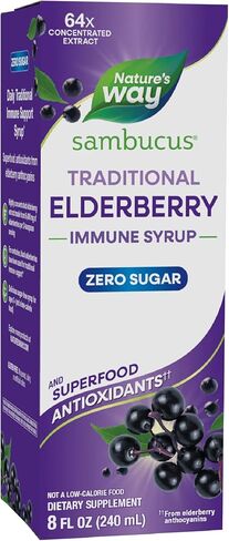 Nature’s Way Sambucus Zero Sugar Syrup التقليدية المناعية ، مستخلص البري الأسود للغاية ، الدعم المناعي التقليدي*، خالي من السكر ، بنكهة التوت ، 8 أوقية (التغليف قد تختلف) in Kuwait