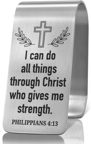 XQLZY Be Strong and Courageous Do Not Be Afraid Engraved Stainless Steel Car Visor Clip, Travels Visor Car Accessories, Inspirational Safes Driving Reminder Clip Gifts for Family Friend Driver in Saudi Arabia