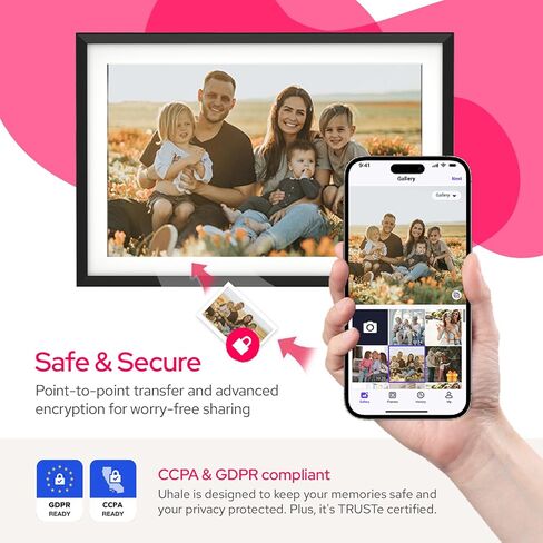 8" WiFi Digital Photo Frame (White) – HD IPS Touchscreen, Instant Remote App Photo & Video Sharing, 16GB Storage, No Subscription Fees, Auto-Rotation, White in Saudi Arabia
