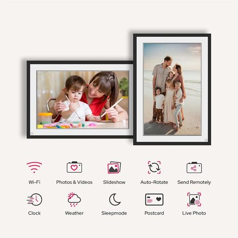 8" WiFi Digital Photo Frame (White) – HD IPS Touchscreen, Instant Remote App Photo & Video Sharing, 16GB Storage, No Subscription Fees, Auto-Rotation, White in Saudi Arabia