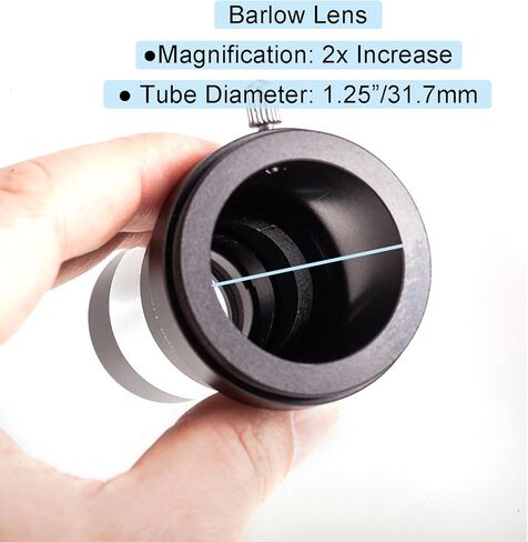 2X Barlow Lens 1.25 Inch Metal Multi-Coated Telescope Accessory with M42 Thread for Telescope Eyepiece and Camera Connection in Saudi Arabia