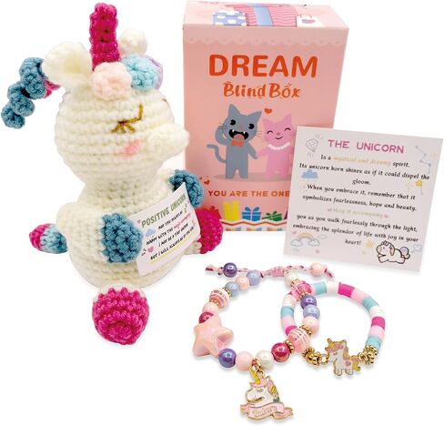 anriyahaiza Emotional Support Unicorn Crochet Set Positive Crochet Animals Unicorn Jewelry Stuff with Exquisite Cards Christmas Birthday Gifts for Girls Daughter Best Friends in Saudi Arabia