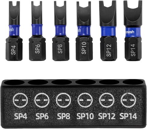 Magnetic Spanner Bit Set, 1" 6-Piece Security Bits SP4 SP6 SP8 SP10 SP12 SP14,S2 Steel Security Bit Set,Magnetic Spanner Screwdriver Bits for Impact Drivers,Electronics & Maintenance in Saudi Arabia
