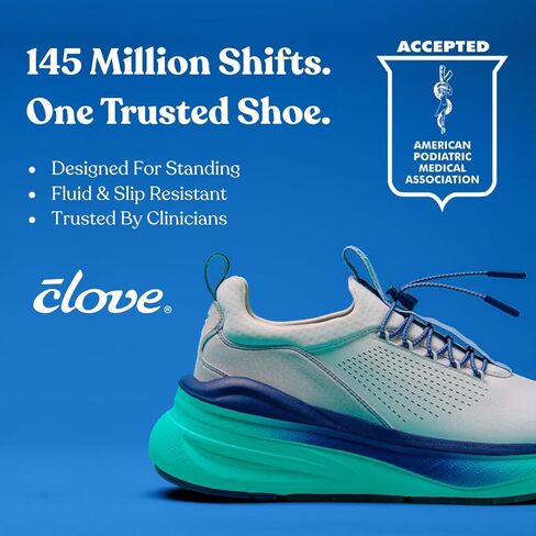 clove Classic Wide Shoes for Doctors & Nurses, Fluid Resistant, Easy to Clean, Slip Resistant, Comfortable for 12+ Hour Standing Shifts, Elastic No-Tie Laces, Sneakers for Men & Women. in Saudi Arabia
