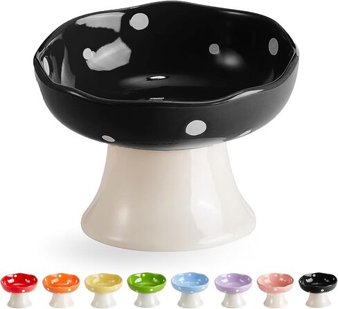 Pink and Blue Mushroom Cat Bowl Set,2PCS Elevated Ceramic Bowls for Cats in Saudi Arabia