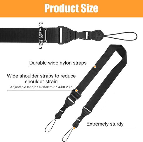 Thinp Adjustable Shoulder Strap, Nylon Camera Strap Tablet Straps with Quick Release Buckles Comfortable Neck Lanyard for Camera, Tablet, Laptop, Binocular, Luggage Bag (Black) in Saudi Arabia