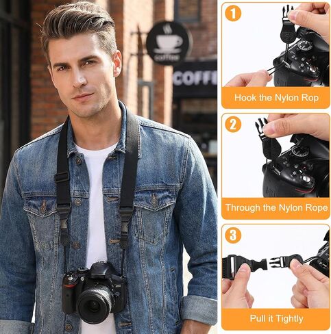 Thinp Adjustable Shoulder Strap, Nylon Camera Strap Tablet Straps with Quick Release Buckles Comfortable Neck Lanyard for Camera, Tablet, Laptop, Binocular, Luggage Bag (Black) in Saudi Arabia