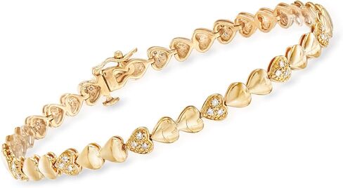 Ross-Simons 0.25 CT. T.W. سوار قلب الماس في الذهب 18kt على الجنيه الاسترليني. 8 بوصات in Saudi Arabia
