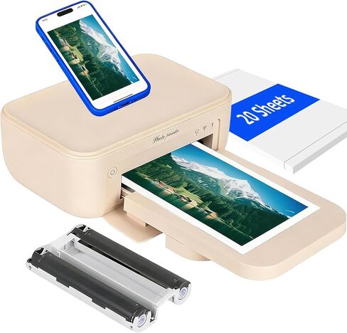 طابعة صور 4×6، طابعة صور فورية للهاتف لهواتف iPhone وAndroid وطابعات صور محمولة للاستخدام المنزلي (طابعة +20 ورقة +1 خرطوشة) in Kuwait