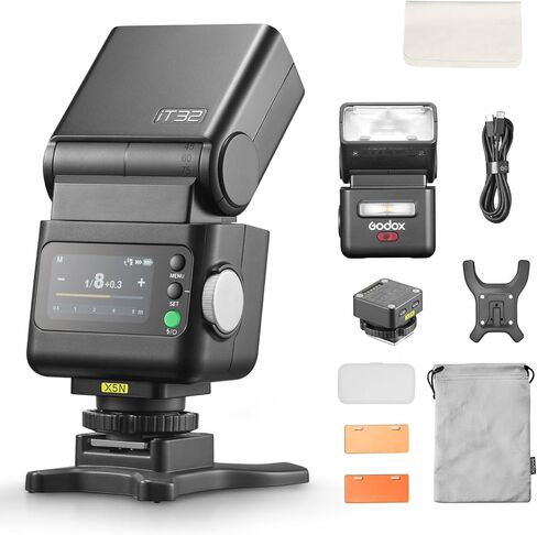 Godox iT32 with X5-N Camera Flash Kit for Nikon, Detachable Magnetic Hotshoe/Trigger Design with TTL & HSS, 2.4G Multi-Flash Sync, Built-in Battery, Touch Screen, with Diffuser, Filters, Storage Bag in Saudi Arabia