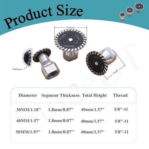 Diamond Mini Saw Blade for Concrete Marble Granite Stone Carving, Engraving Cutting Disc with RemovabIe 5/8’’-11 FIange, 30/40/50mm, 3PCS in Kuwait