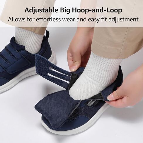 Wide Shoes Women | Hook and Loop Orthopedic Walking Shoe for Diabetic, Bunions, Plantar Fasciitis, Hammertoes, Swollen Feet, Seniors in Saudi Arabia
