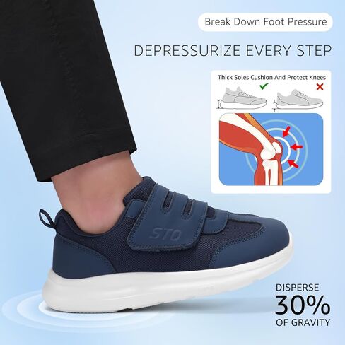 Wide Shoes Women | Hook and Loop Orthopedic Walking Shoe for Diabetic, Bunions, Plantar Fasciitis, Hammertoes, Swollen Feet, Seniors in Saudi Arabia