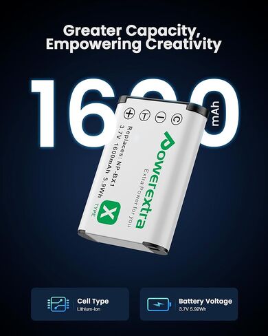 عبوتان بطارية NP-BX1 بقدرة 1600 مللي أمبير في الساعة وشاحن LCD (2CH) لسوني ZV1 ZV-1 II Cybershot RX100 RX100II RX100M II HDR-AS15 HDR-AS30، سعة كبيرة للنسخ الاحتياطي in Saudi Arabia