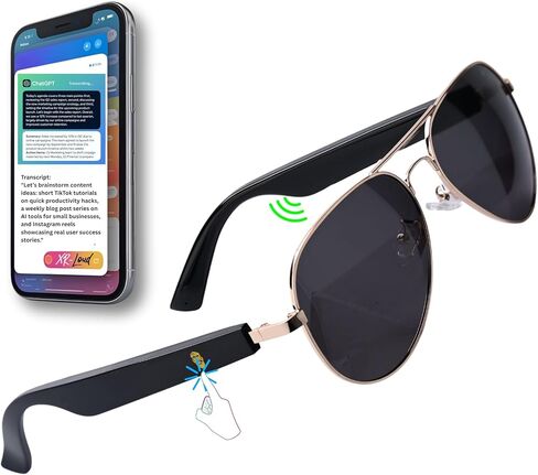 AI Smart Glasses with Bluetooth for Men Women Easy Pair with iThinkLoud, ChatGPT-Claude-Gem, Privacy-Friendly, 5.3 Android Siri Touch and Voice Assistant Glasses with Speakers, 120H SB BLACK DOMINATOR in Kuwait