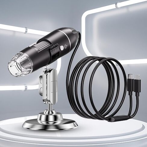 منظار تكبير 1600X 8 مجهر إلكتروني محمول LED مع حامل تكبير مجهر رقمي لتقييم المجوهرات والفيديو لنظام Android in Kuwait